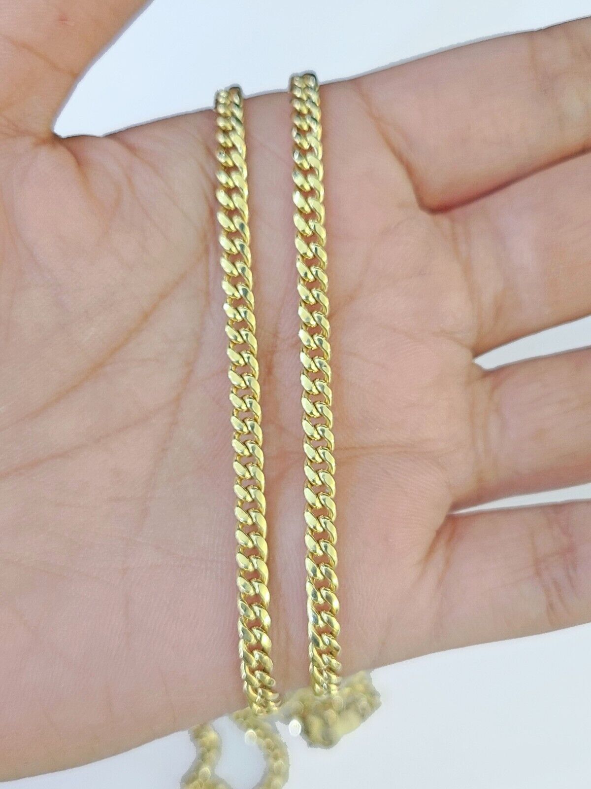 10k Yellow Gold Miami Cuban Chain & Dollar Charm Pendent SET 3mm 22 Inches - Reva Jeweler