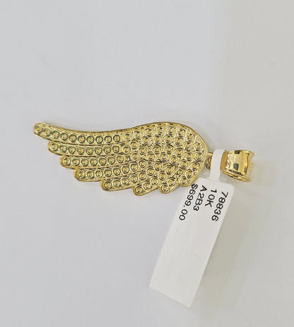 10k Yellow Gold Miami Cuban Chain & Wings Charm Pendent SET 3mm 22 Inches - Reva Jeweler