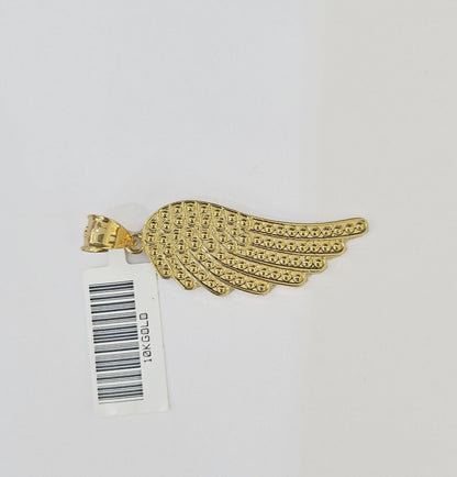 10k Yellow Gold Miami Cuban Chain & Wings Charm Pendent SET 3mm 22 Inches - Reva Jeweler