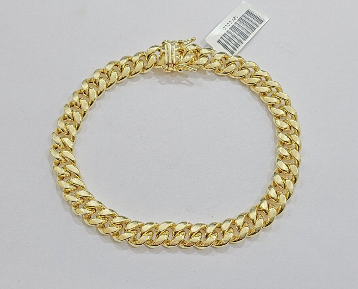 10k Yellow Gold Miami Cuban Link Bracelet 7.5 inch 8mm Real 10kt Kids and Ladies - GoldenlinQ