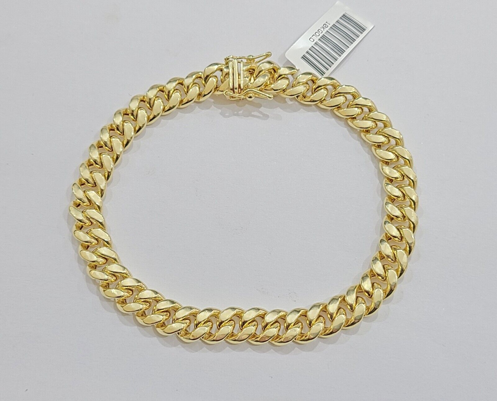 10k Yellow Gold Miami Cuban Link Bracelet 7.5 inch 8mm Real 10kt Kids and Ladies - GoldenlinQ