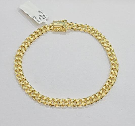 10k Yellow Gold Miami Cuban Link Bracelet 8" inch 6mm Real 10kt Box Lock Men - Reva Jeweler