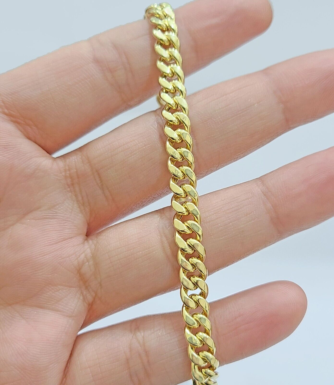10k Yellow Gold Miami Cuban Link Bracelet 8" inch 7mm Real 10kt Box Lock Men - Reva Jeweler