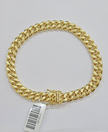 10k Yellow Gold Miami Cuban Link Bracelet 8 inch 8mm Real 10kt Box Lock Men - Reva Jeweler