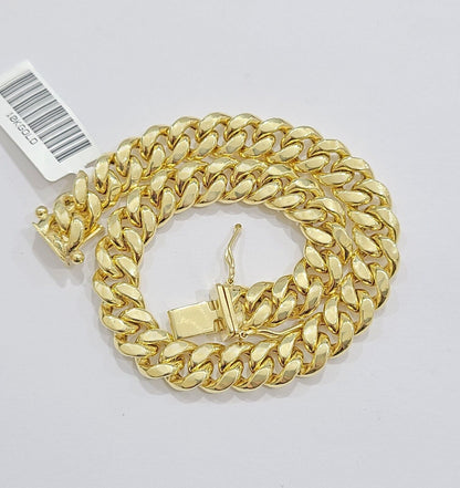 10k Yellow Gold Miami Cuban Link Bracelet 8 inch 8mm Real 10kt Box Lock Men - Reva Jeweler