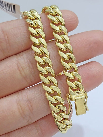 10k Yellow Gold Miami Cuban Link Bracelet 8 inch 8mm Real 10kt Box Lock Men - Reva Jeweler