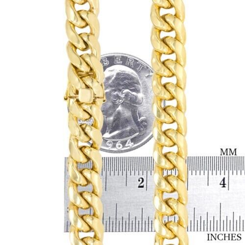 10k Yellow Gold Miami Cuban Link Bracelet 8" inch 9mm Real 10kt Box Lock - GoldenlinQ