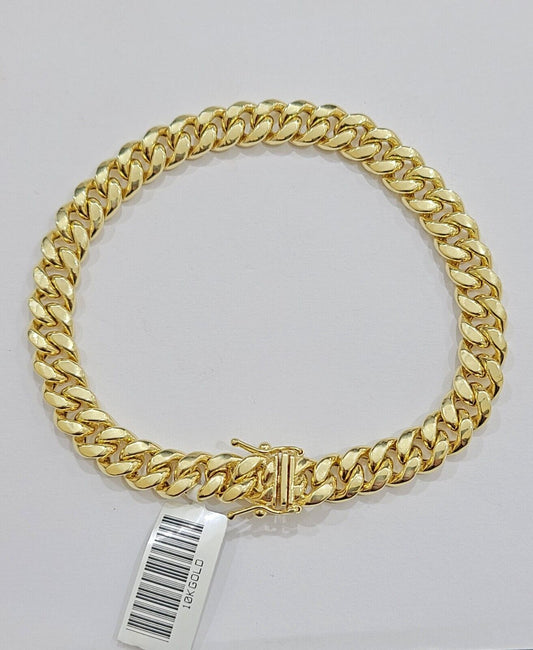 10k Yellow Gold Miami Cuban Link Bracelet 8.5" inch 8mm Real 10kt Box Lock Men - GoldenlinQ