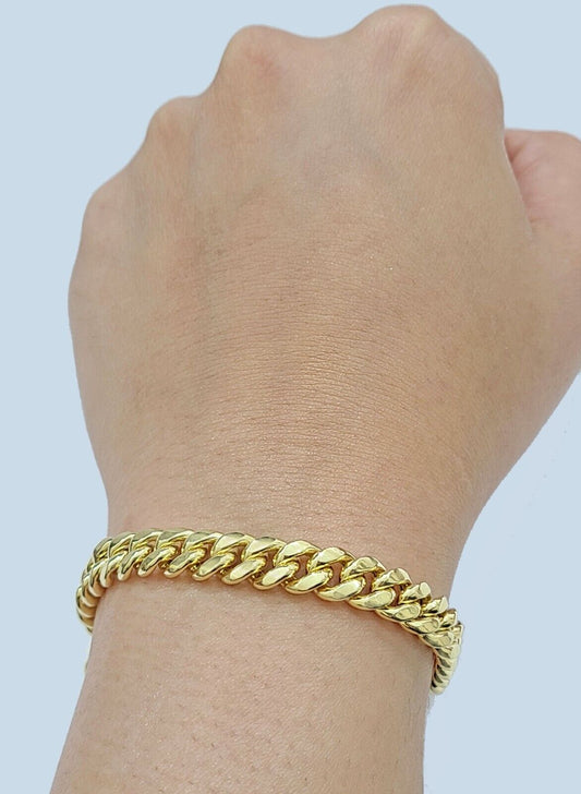 10k Yellow Gold Miami Cuban Link Bracelet 8.5" inch 8mm Real 10kt Box Lock Men - GoldenlinQ