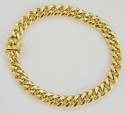 10k Yellow Gold Miami Cuban Link Bracelet 8.5" inch 9mm Real 10kt Box Lock - GoldenlinQ
