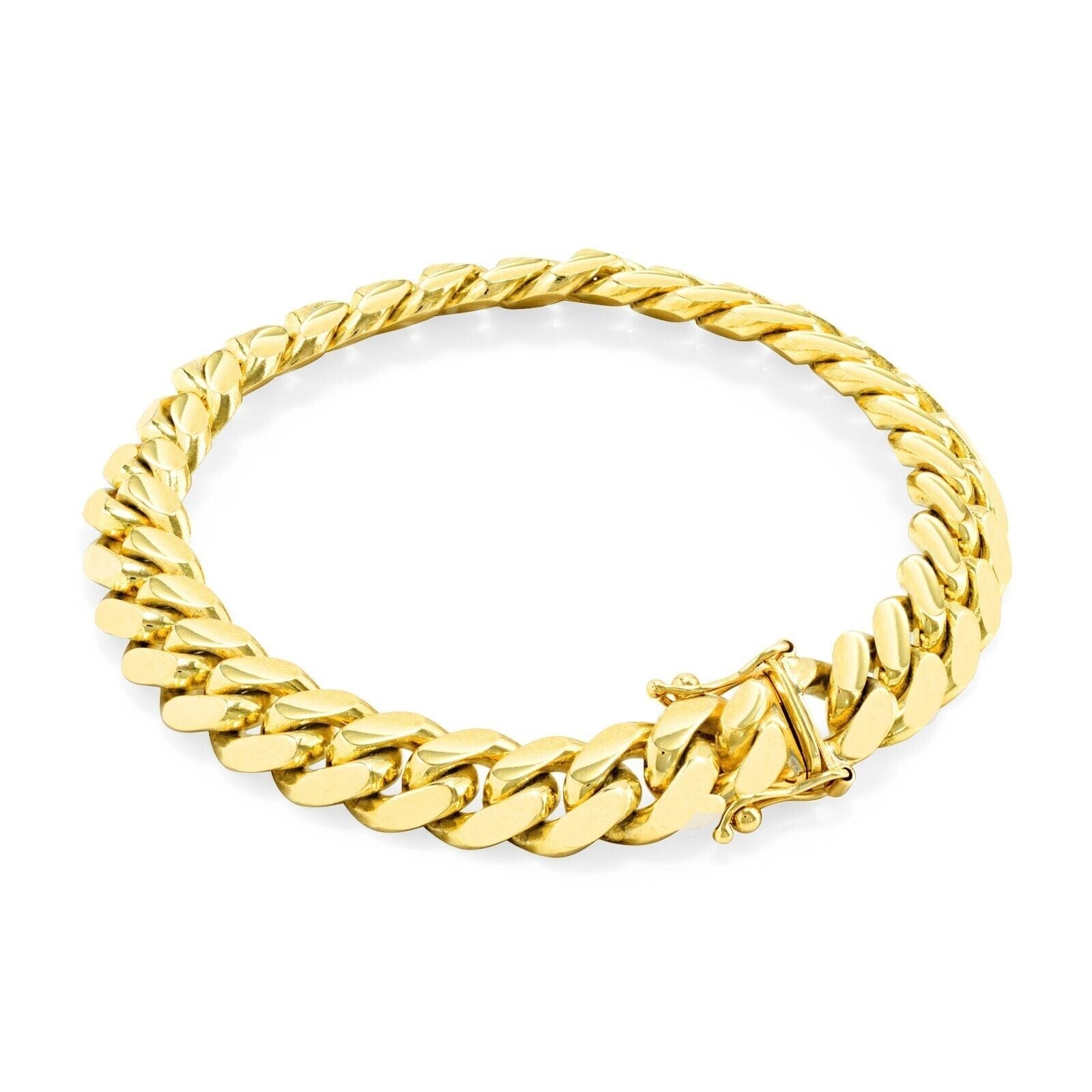 10k Yellow Gold Miami Cuban Link Bracelet 8.5" inch 9mm Real 10kt Box Lock - GoldenlinQ