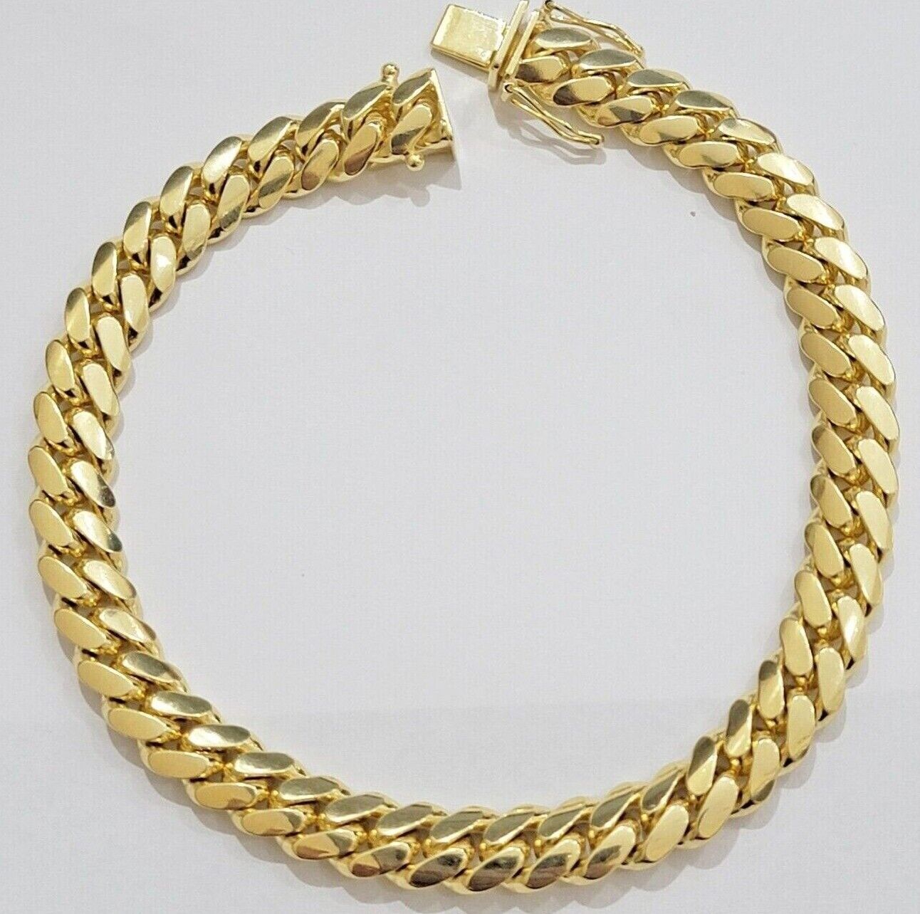 10k Yellow Gold Miami Cuban Link Bracelet 8.5mm 9" Inch Box Clasp, REAL SOLID - Reva Jeweler