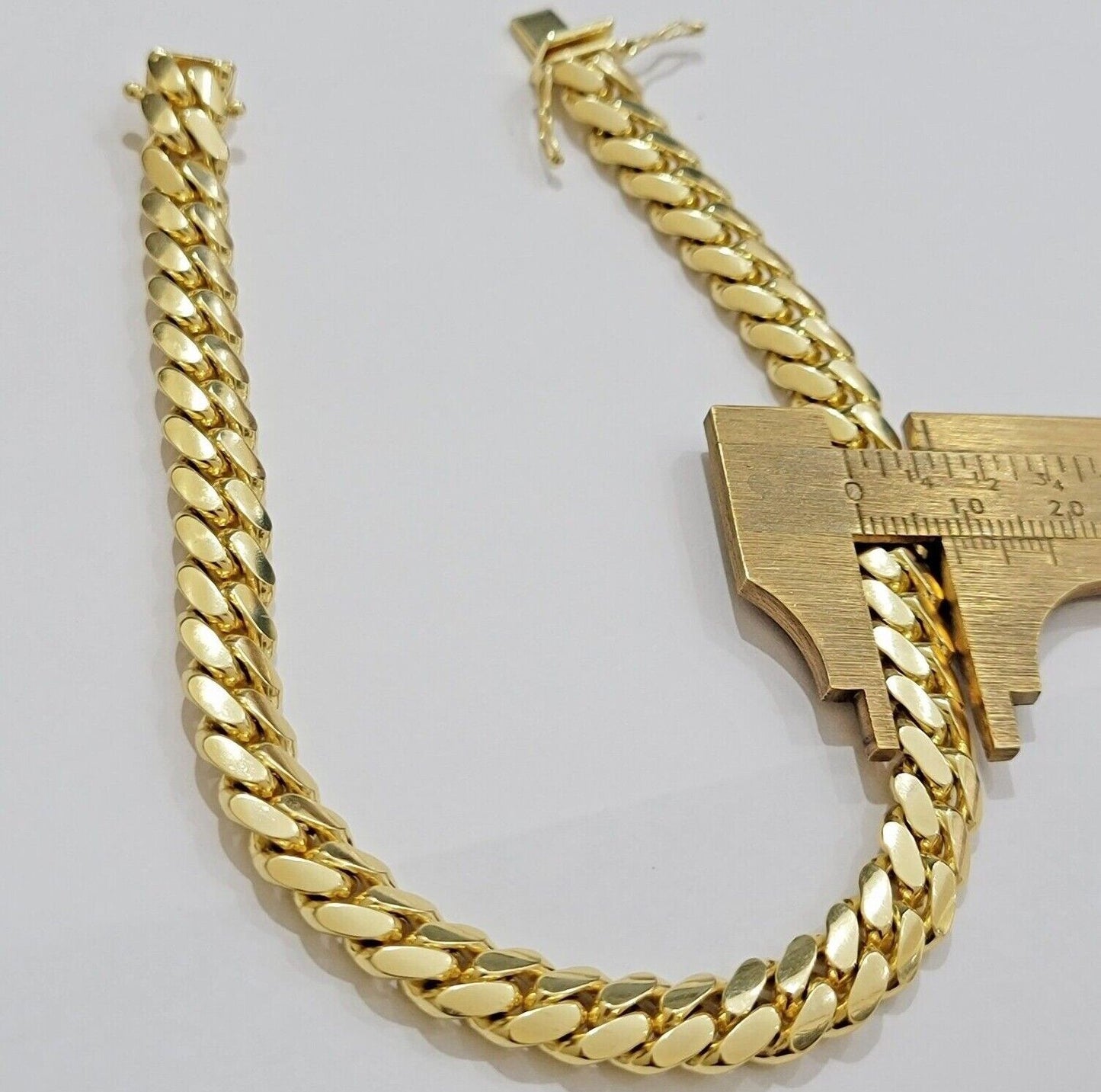 10k Yellow Gold Miami Cuban Link Bracelet 8.5mm 9" Inch Box Clasp, REAL SOLID - Reva Jeweler