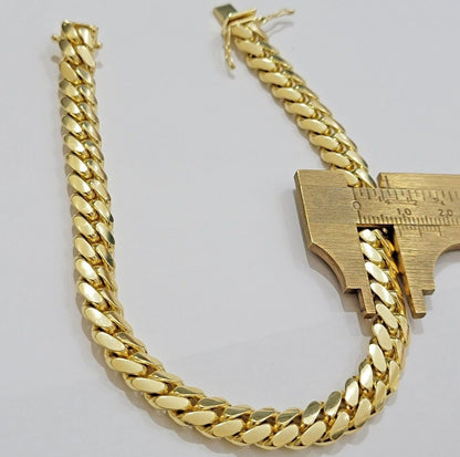 10k Yellow Gold Miami Cuban Link Bracelet 8.5mm 9" Inch Box Clasp, REAL SOLID - Reva Jeweler