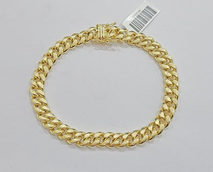 10k Yellow Gold Miami Cuban Link Bracelet 9" inch 8mm Real 10kt Box Lock Men - GoldenlinQ