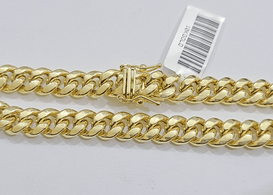 10k Yellow Gold Miami Cuban Link Bracelet 9" inch 8mm Real 10kt Box Lock Men - GoldenlinQ
