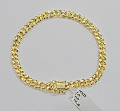 10k Yellow Gold Miami Cuban Link Bracelet 9.5" inch 6mm Real 10kt Box Lock Men - GoldenlinQ