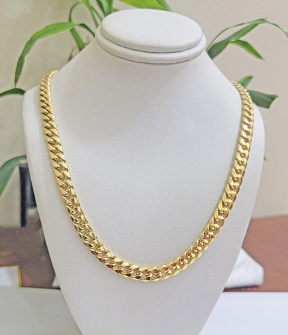 10k Yellow Gold Miami Cuban Link Chain Box Necklace 6mm 7mm 20 - 24 Inch Real SALE - Reva Jeweler