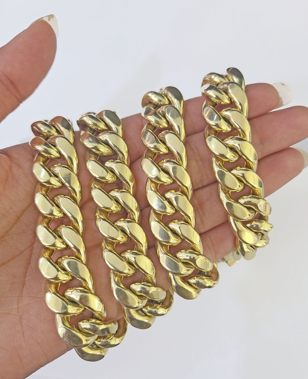 10k Yellow Gold Miami Cuban Link Chain Necklace 14mm 18 - 26 Inches Real - GoldenlinQ