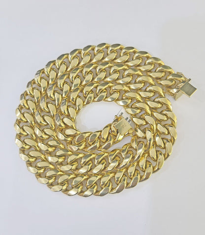 10k Yellow Gold Miami Cuban Link Chain Necklace 14mm 18 - 26 Inches Real - GoldenlinQ