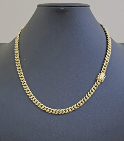 10k Yellow Gold Miami Cuban Link Chain Necklace 7mm 28'' Real 10kt SALE Box Lock - Reva Jeweler