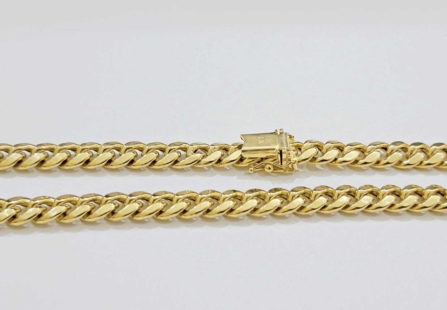 10k Yellow Gold Miami Cuban Link Chain Necklace 8mm 24'' Real 10kt SALE Box Lock - Reva Jeweler