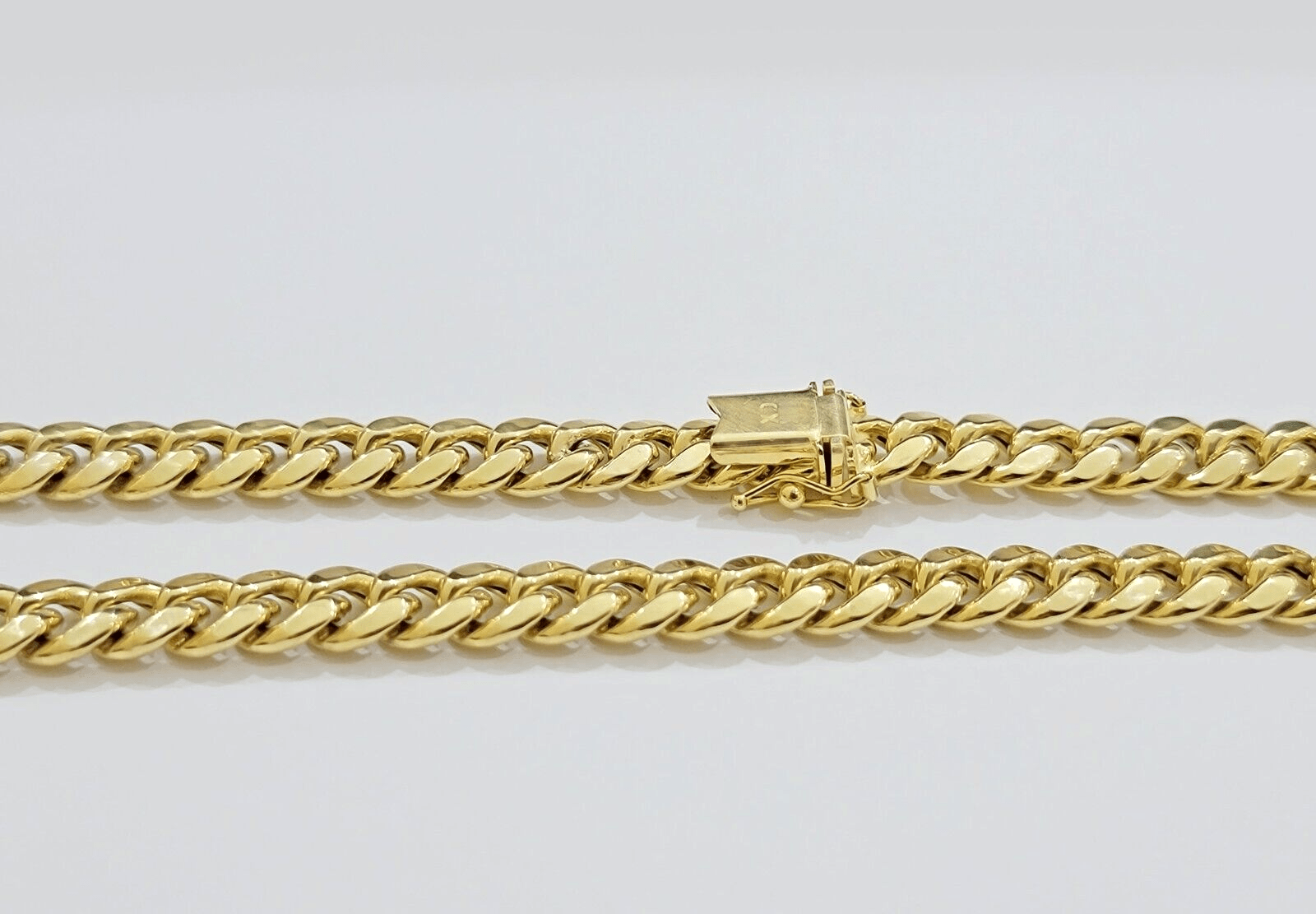 10k Yellow Gold Miami Cuban Link Chain Necklace 8mm 24'' Real 10kt SALE Box Lock - Reva Jeweler