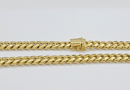 10k Yellow Gold Miami Cuban Link Chain Necklace 8mm 24'' Real 10kt SALE Box Lock - Reva Jeweler