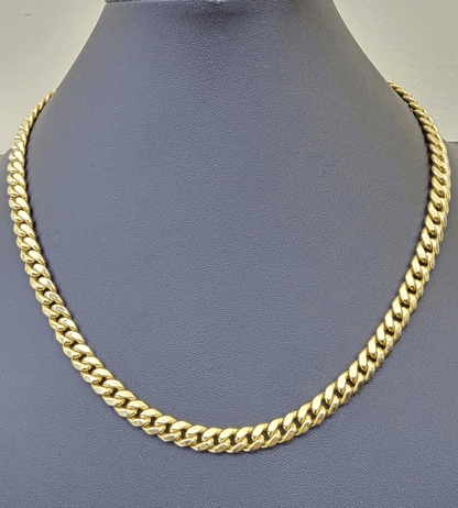 10k Yellow Gold Miami Cuban Link Chain Necklace 8mm 24'' Real 10kt SALE Box Lock - Reva Jeweler