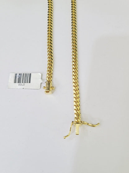 10K Yellow Gold Miami Cuban Link Chain SOLID Real 3mm - Reva Jeweler