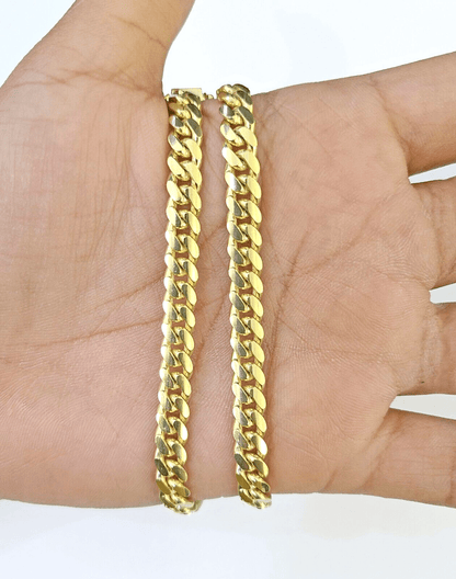10K Yellow Gold Miami Cuban Link Chain SOLID Real 5mm - Reva Jeweler