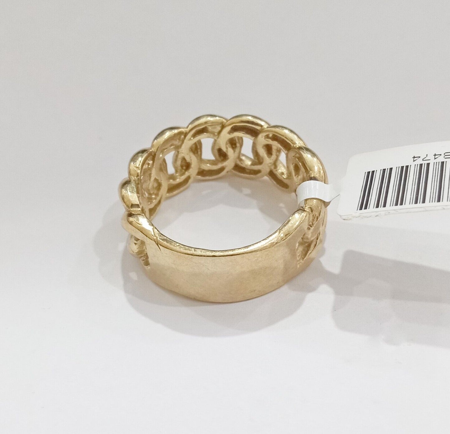 10k Yellow Gold Miami Cuban Link Ring Band size 10 Mens Real 10kt gold - Reva Jeweler