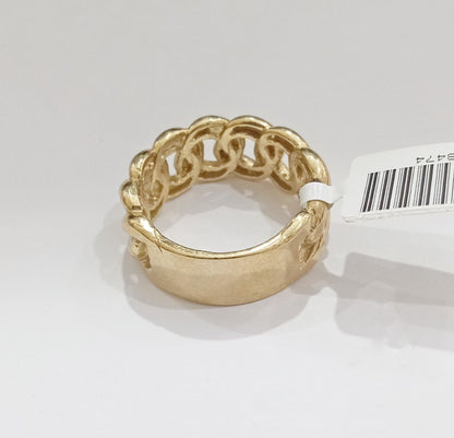 10k Yellow Gold Miami Cuban Link Ring Band size 10 Mens Real 10kt gold - Reva Jeweler