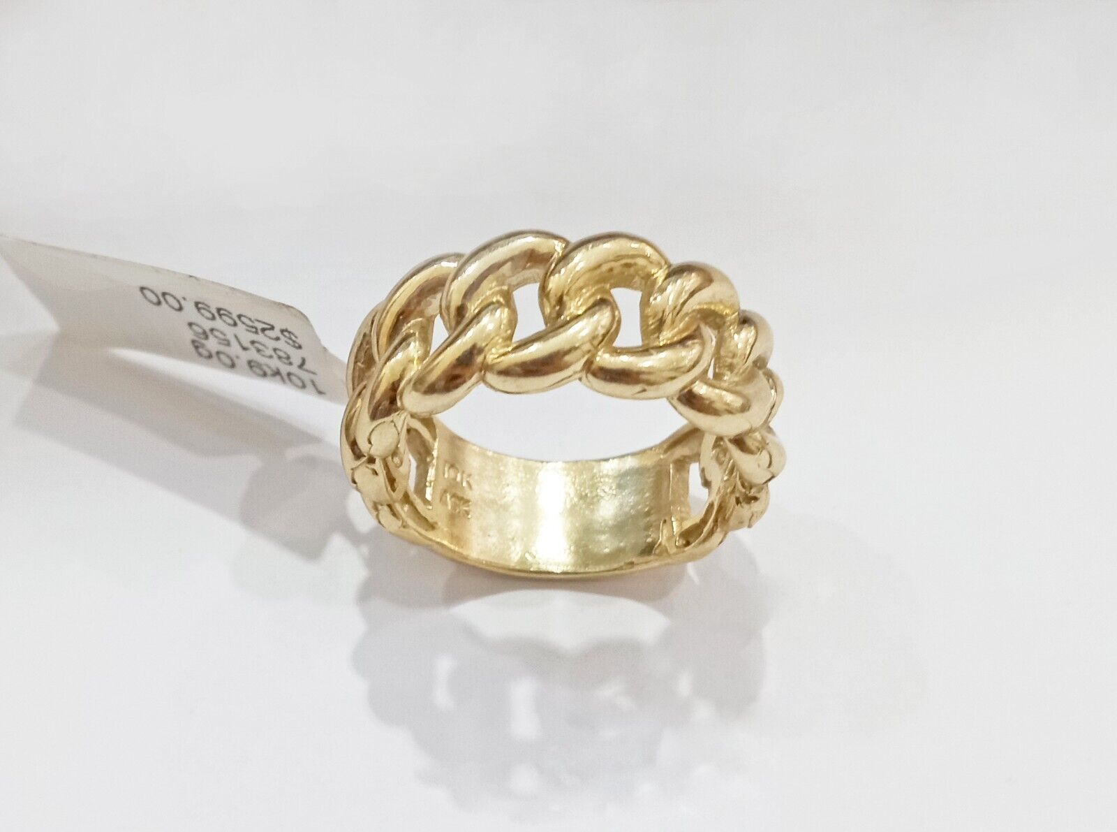 10k Yellow Gold Miami Cuban Link Ring Band size 10 Mens Real 10kt gold - Reva Jeweler