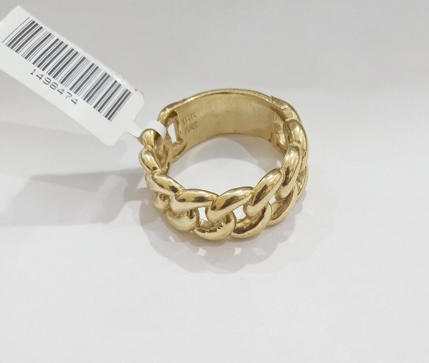 10k Yellow Gold Miami Cuban Link Ring Band size 10 Mens Real 10kt gold - Reva Jeweler