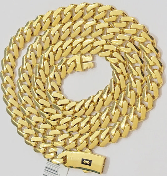 10k Yellow Gold Miami Cuban Royal Monaco Curb Link Chain 7.5mm Necklace 22" REAL - Reva Jeweler