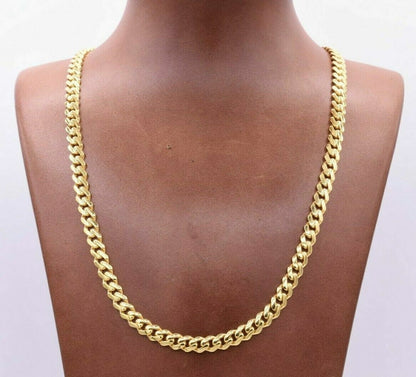 10k Yellow Gold Miami Cuban Royal Monaco Curb Link Chain 7.5mm Necklace 22" REAL - Reva Jeweler
