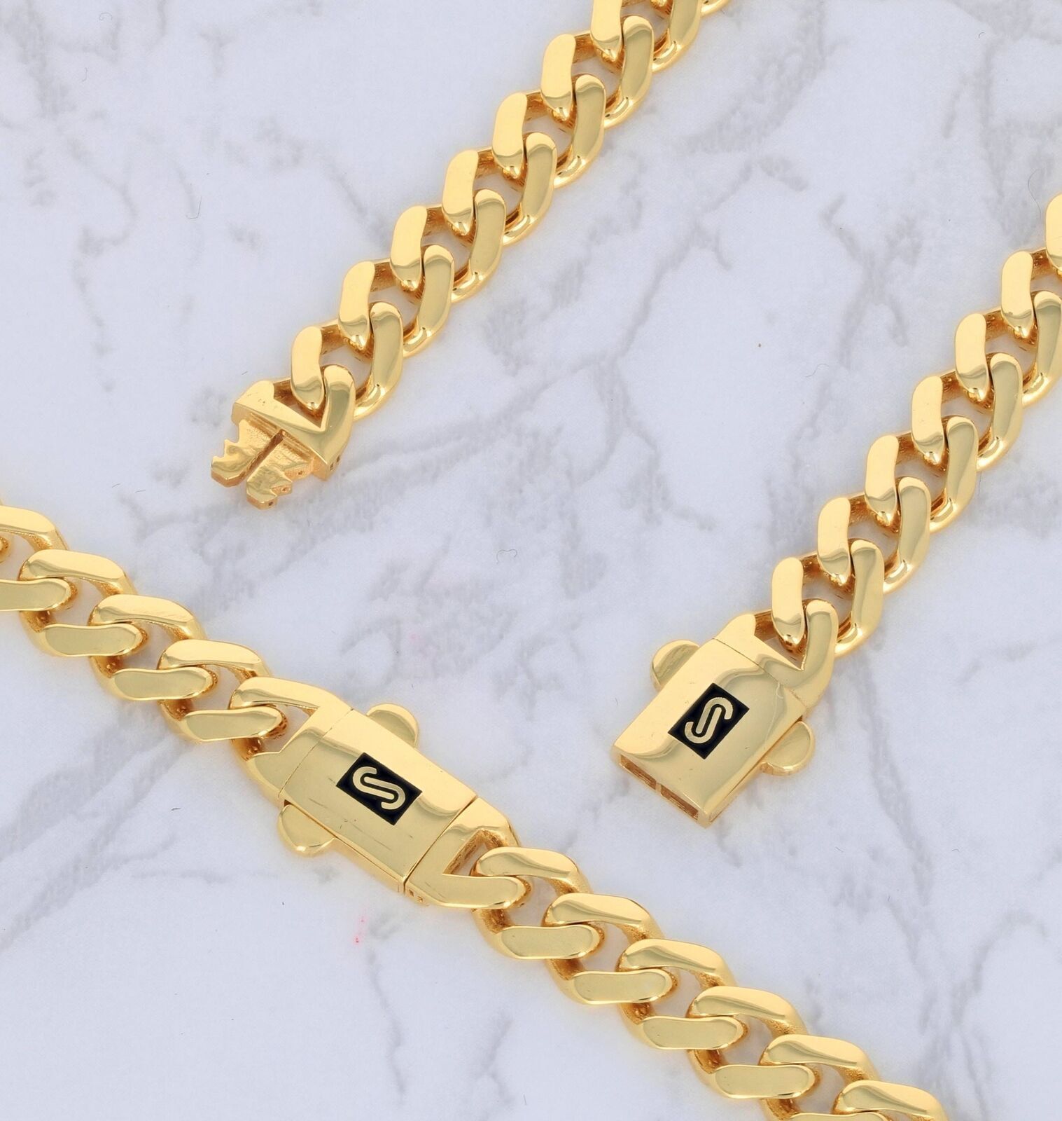 10k Yellow Gold Miami Cuban Royal Monaco Curb Link Chain 9mm Necklace 20" REAL - Reva Jeweler