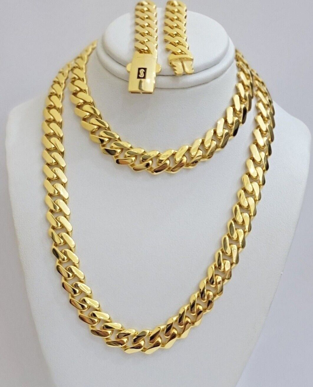 10k Yellow Gold Miami Cuban Royal Monaco Link Chain 9mm Necklace 20 - 28" REAL10kt - Reva Jeweler