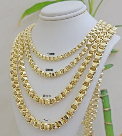 10k Yellow Gold Necklace Box Byzantine Chain 4mm 5mm 6mm 7mm 18 in - 30 in REAL - Reva Jeweler