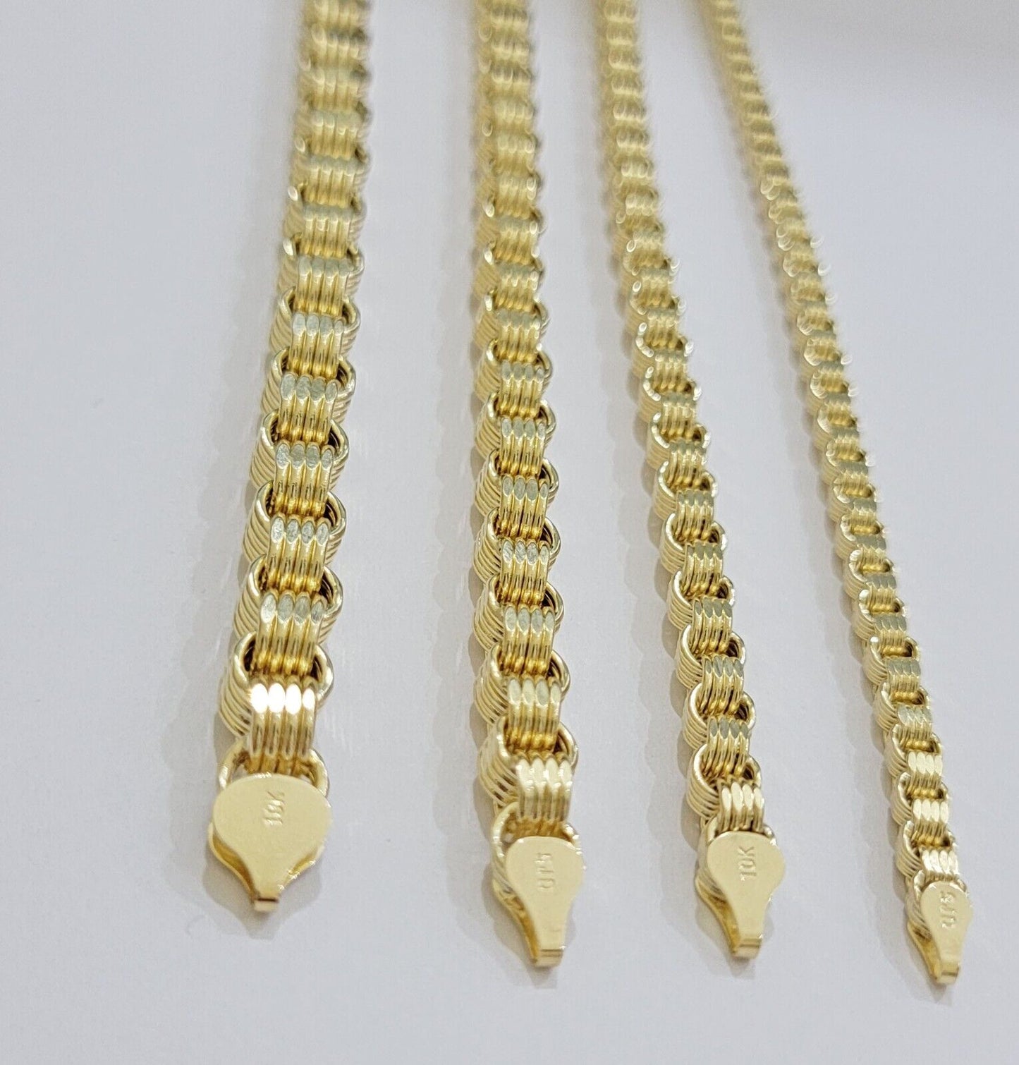 10k Yellow Gold Necklace Box Byzantine Chain 4mm 5mm 6mm 7mm 18 in - 30 in REAL - Reva Jeweler