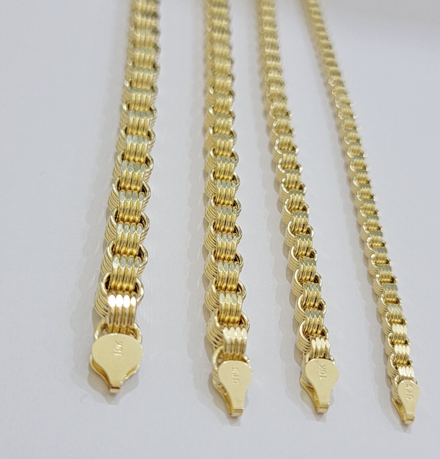 10k Yellow Gold Necklace Box Byzantine Chain 4mm 5mm 6mm 7mm 18 in - 30 in REAL - Reva Jeweler