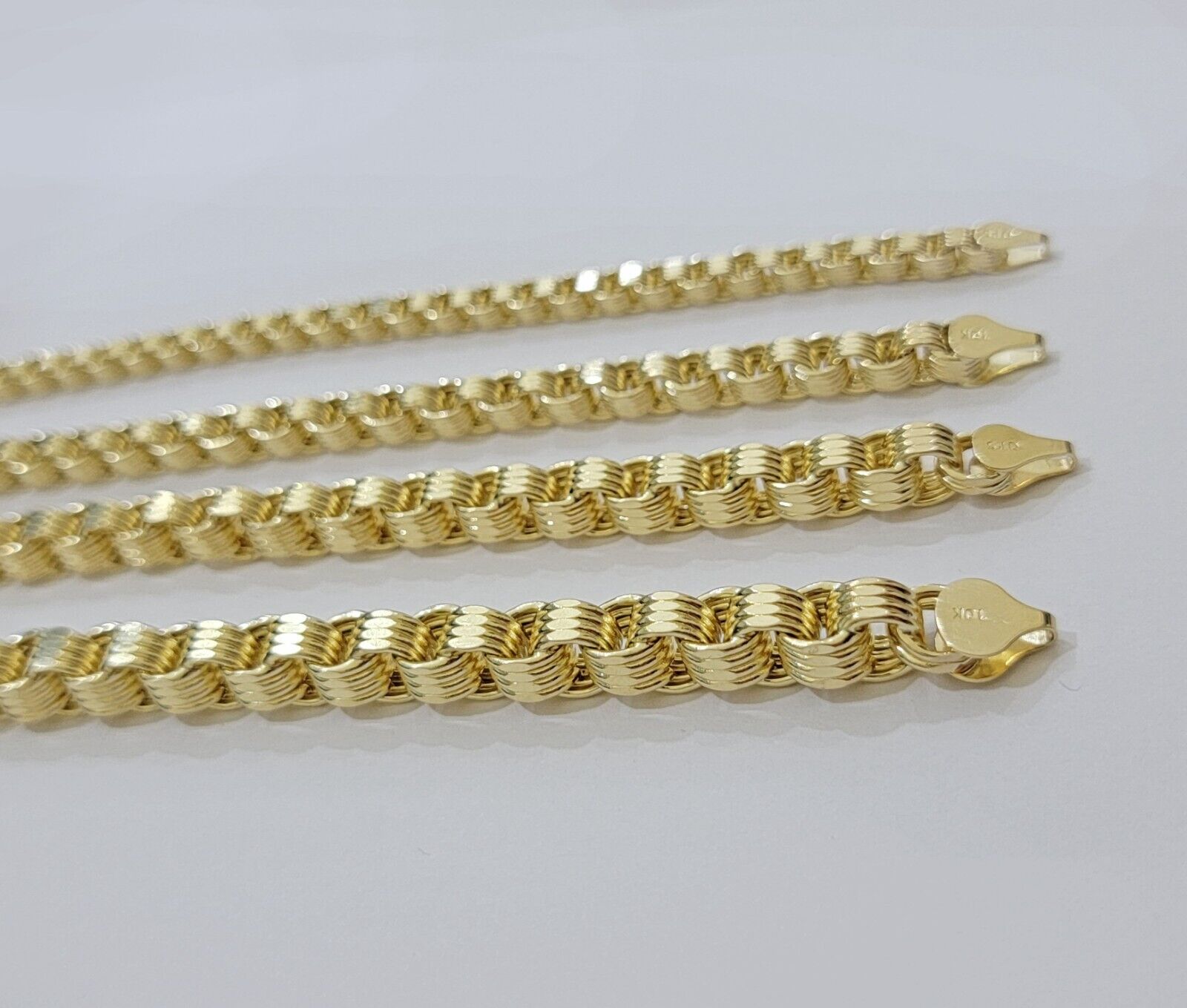 10k Yellow Gold Necklace Box Byzantine Chain 4mm 5mm 6mm 7mm 18 in - 30 in REAL - Reva Jeweler
