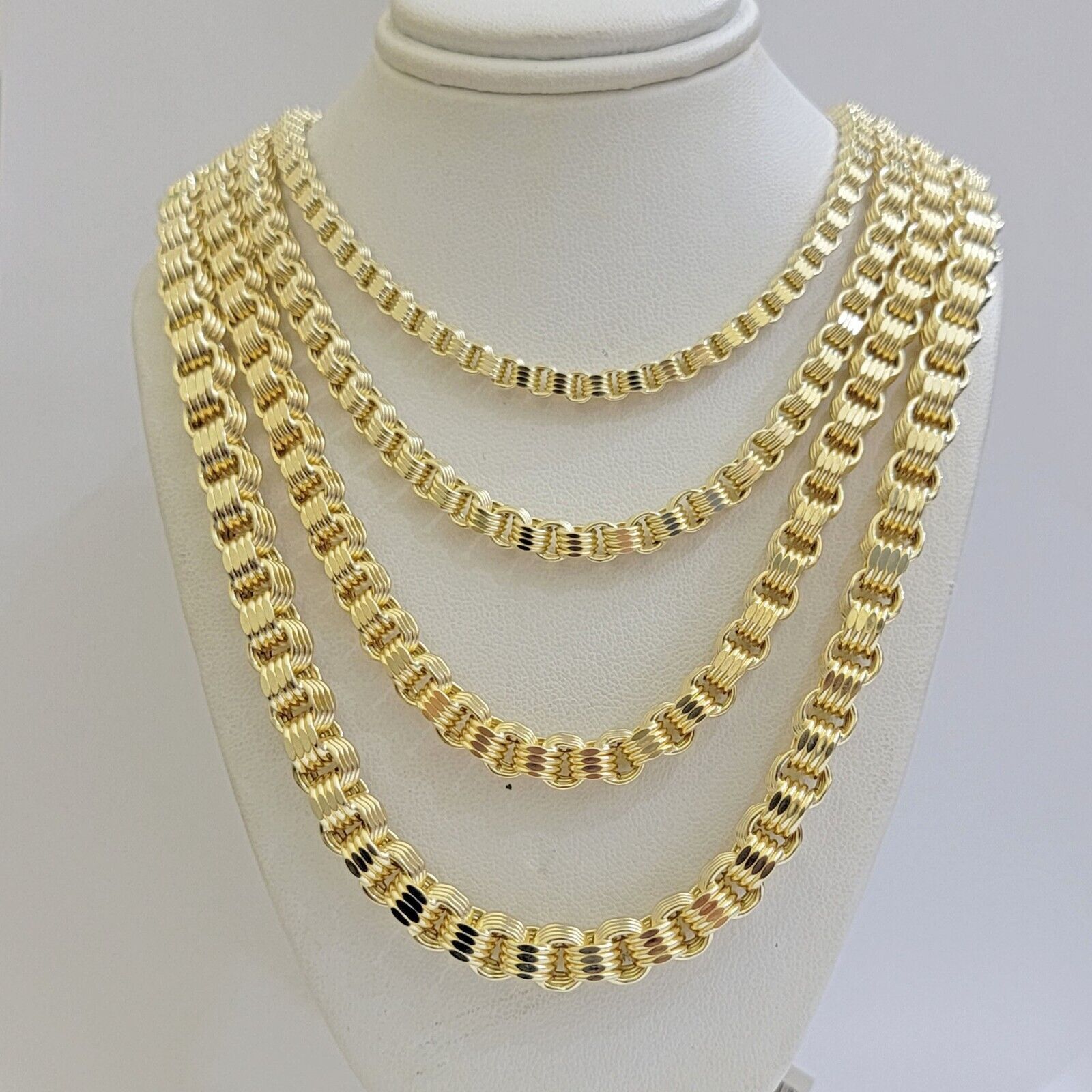 10k Yellow Gold Necklace Box Byzantine Chain 4mm 5mm 6mm 7mm 18 in - 30 in REAL - Reva Jeweler
