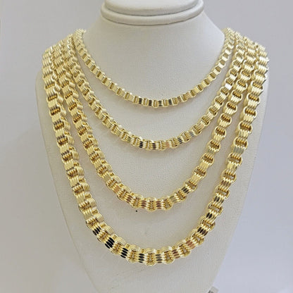 10k Yellow Gold Necklace Box Byzantine Chain 4mm 5mm 6mm 7mm 18 in - 30 in REAL - Reva Jeweler