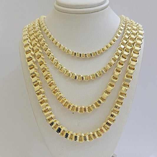 10k Yellow Gold Necklace Box Byzantine Chain 4mm 5mm 6mm 7mm 18 in - 30 in REAL - Reva Jeweler