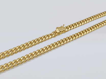 10k Yellow Gold Necklace Miami Cuban Chain 6mm 22" inch 10kt Men's Real Box Lock - Reva Jeweler
