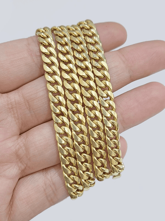 10k Yellow Gold Necklace Miami Cuban Chain 6mm 22" inch 10kt Men's Real Box Lock - Reva Jeweler