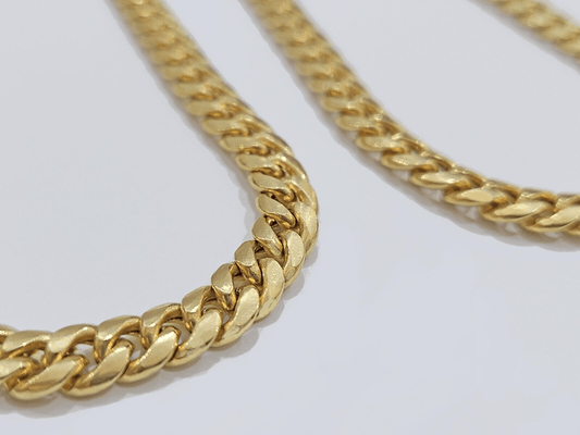 10k Yellow Gold Necklace Miami Cuban Chain 6mm 22" inch 10kt Men's Real Box Lock - Reva Jeweler