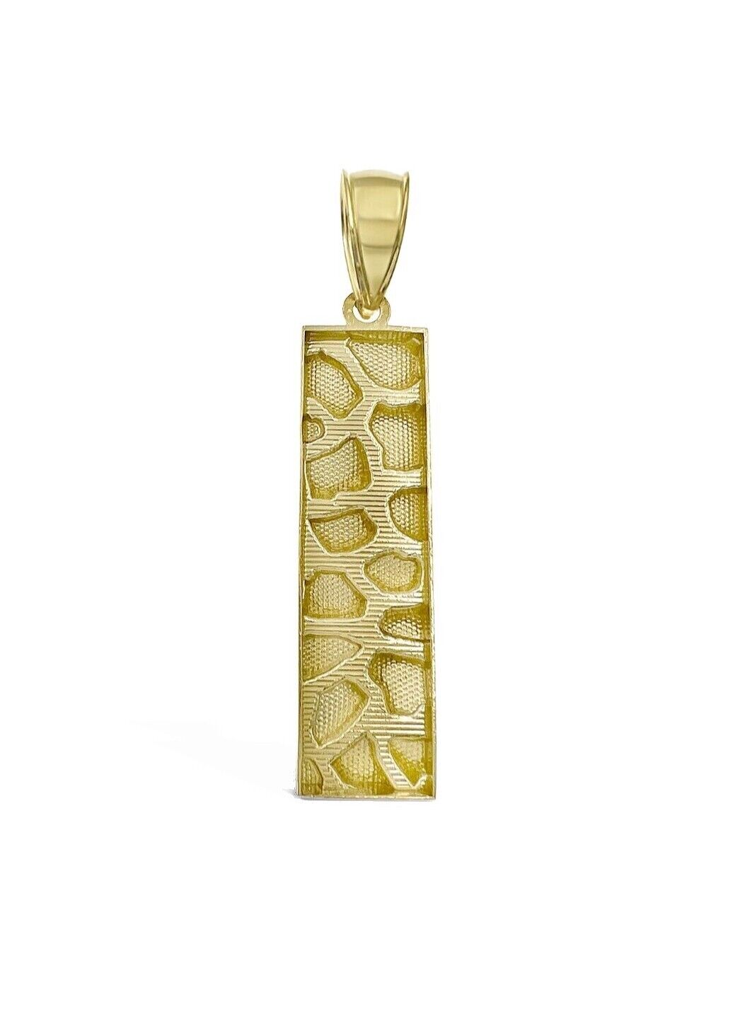 10k Yellow Gold Nugget Bar Charm Pendant 1'' Inch Necklace Chain SALE Real 10kt - Reva Jeweler